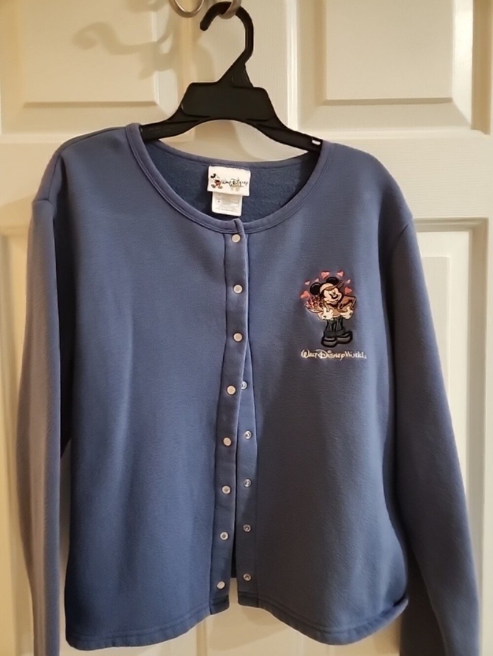 Walt Disney World Vintage Cardigan Sweatshirt Snap Mickey Mouse Hearts Medium